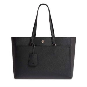 Tory Burch Black Robinson Smooth Tote Bag